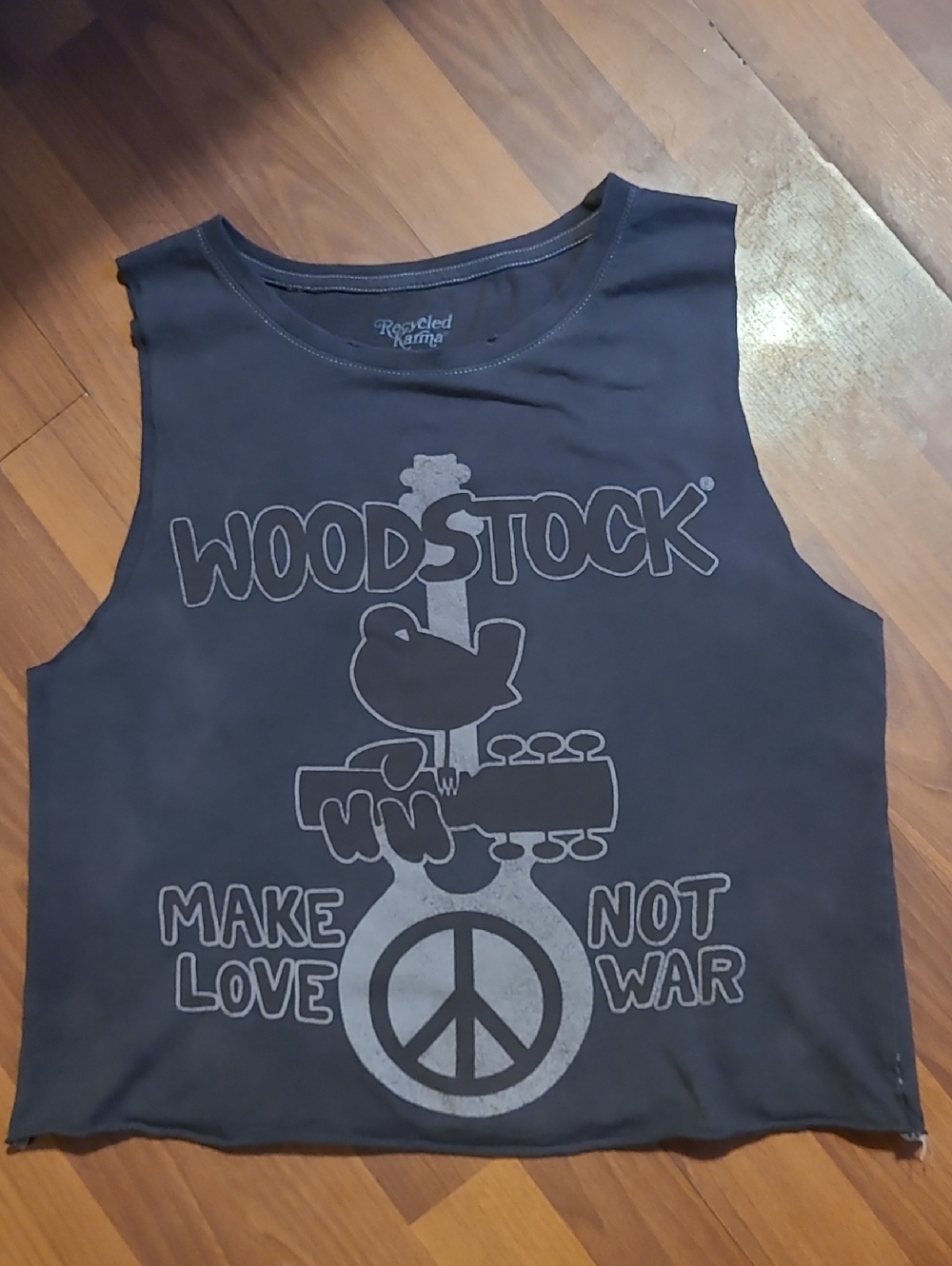 Recycled Karma Dark Grey Woodstock Graphic Tank for Women